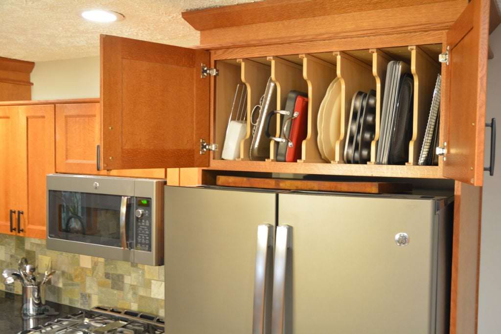 kitchen cabinets with tray divider