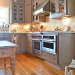 kitchen design with wood flooring