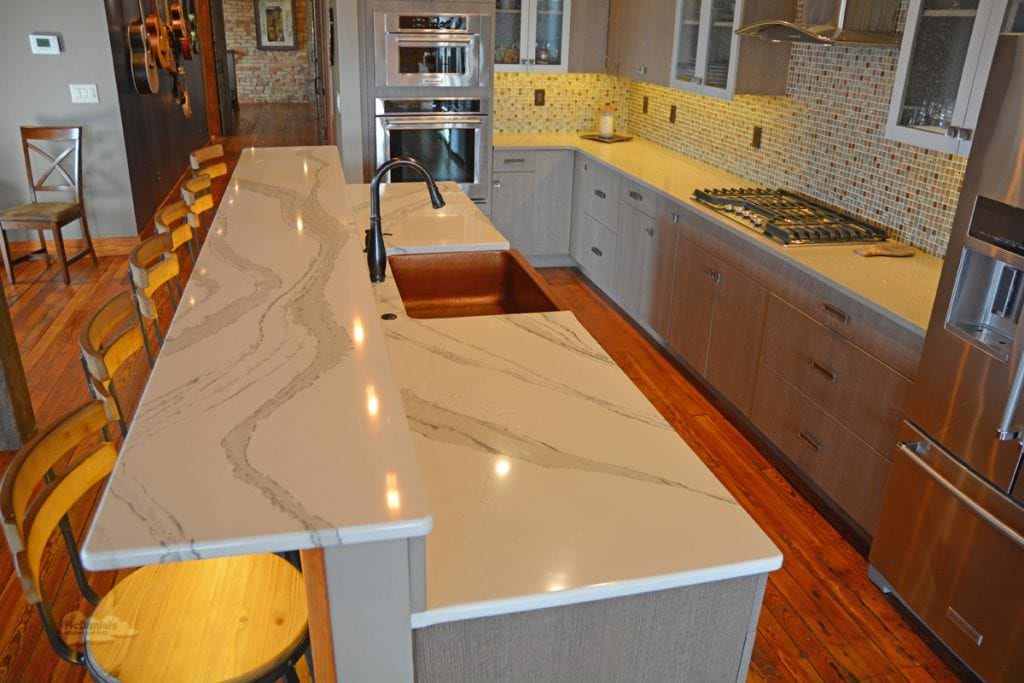 kitchen design with bi-level island