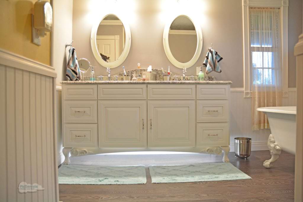 Bath design with under vanity lights