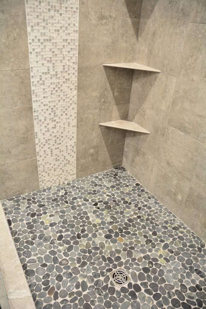 Pebble shower floor