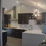 kitchen design with dark wood cabinets