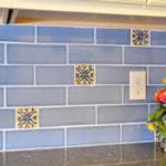 blue subway tile backsplash