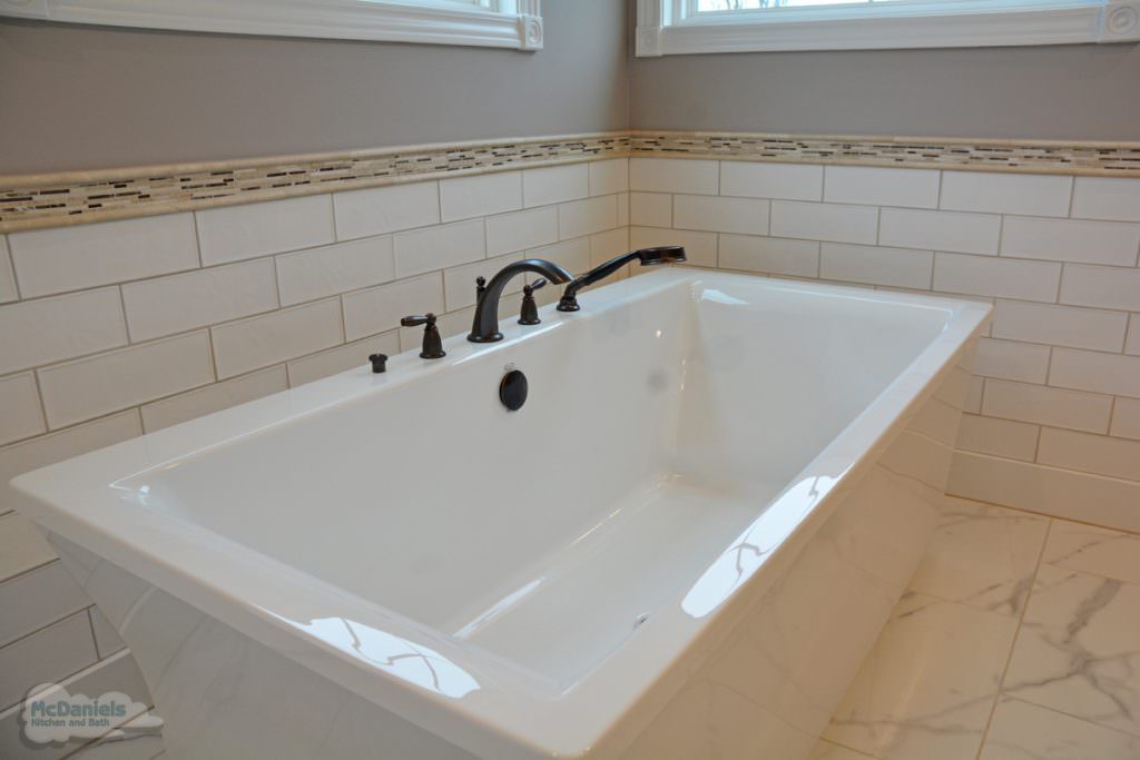freestanding tub with black tub filler